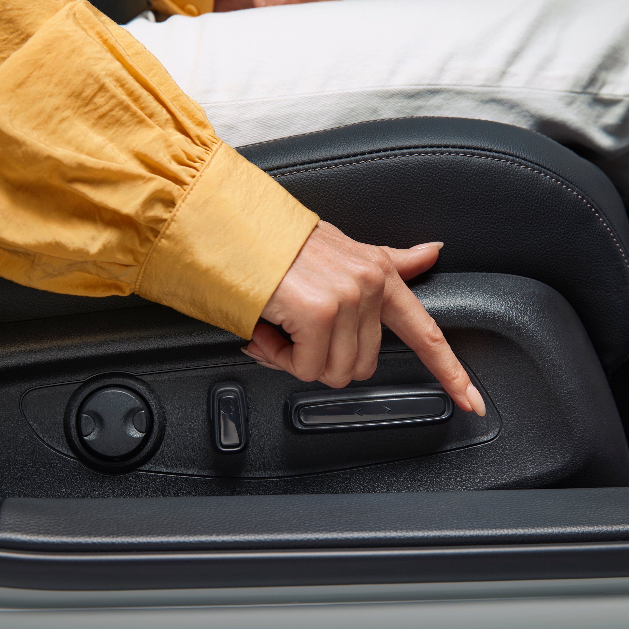 Close-up van de zetelbediening van de Honda Civic Hybrid.